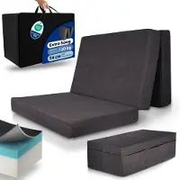 Beautissu VS95 – Premium Opvouwbaar Matras XXL 120x200 cm inkl. Hoes – Extra Dik 14 cm Traagschuim Vouwmatras H3 – Wasbar Eenvoudig – Transport – Antraciet