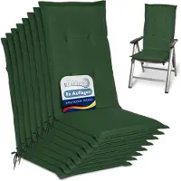 Beautissu Loft HL Set 8 x Tuinkussens Hoge Rug- 120 x 50 cm - Donkergroen Kussen - Zitkussen UV- Lichtecht Tuinstoelkussen