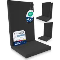 Beautissu QD-HL – Set van 4 Premium Tuinstoelkussens Hoge Rug 122x48 cm – 100% Waterdicht – Weerbestendig – Sneldrogend – UV-bestendig – Antraciet
