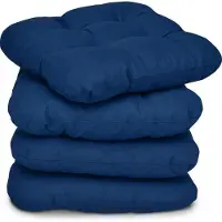Beautissu Lisa – Set van 4 Zitkussen 40x40 cm – Stoelkussens Eetkamer – 8cm Vulling – Donker Blauw