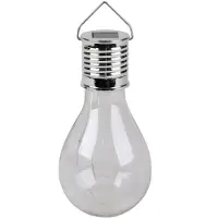 Sunnydays Solar sfeer hanglamp - tuin - lampenbol - wit - glas - 15 cm - ophang haakje