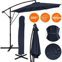 ML-Design Verkeerslichtparasol Ø 300 cm marineblauw 360° aluminium parasol met zwengel, hoes & staander ML design