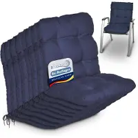 Beautissu Flair NL – Set van 8 Tuinkussen Lage Rug Blauw – 100x50 cm – Zitkussen Matraskussen voor Tuin Meubelen