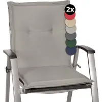 Beautissu Loft NL – Set van 2 Tuinkussens Lage Rug 100x50x6 cm Kussen Licht Grijs Tuinstoelkussens Zitkussen Tuinstoel