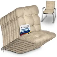 Beautissu Flair NL – Set van 8 Tuinkussen Lage Rug Natuur – 100x50 cm – Zitkussen Matraskussen voor Tuin Meubelen