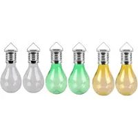 Sunnydays Solar sfeer tuin hanglampje - 6x stuks - wit / geel / groen - 15 cm - kunststof - sfeerverlichting