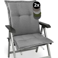 Beautissu HighLux NL – Set van 2 Tuinkussen Lage Rug Kussen 105x50x7cm – Outdoor Zitkussen voor Tuinstoel Grijs