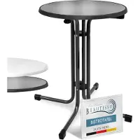 Beautissu Bistroni Bistrotafel Buiten Ø 60 cm - Waterdicht Opvouwbare Ronde Tuintafel Balkontafel - Campingtafel Hoge Tafel - Hoogte 70 cm - Zwart