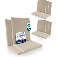 Beautissu QD-NL – Set van 8 Premium Tuinstoelkussens Lage Rug 105x48 cm – 100% Waterdicht – Weerbestendig – Sneldrogend – UV-bestendig – Natuur