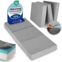 Beautissu VS95 – Premium Opvouwbaar Matras L 80X200cm – Extra Dik 14cm Traagschuim Vouwmatras H3 – Wasbaar – Eenvoudig Transport – Grijs
