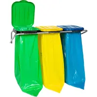 Super Merchant - Afvalzak Houder - Drie Kleuren Deksel - 120L - Robuuste Muurmontage - Snelle Zakwisseling