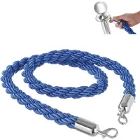 Hendi Touw voor afzetpalen, blauw met zilverkleurige karabijnhaken, 1,5 m lang