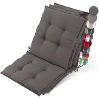 Beautissu Sun-NL – Set van 3 Premium Lage Rugleuning Kussen 100x50 cm - UV-bestendig & 8cm Dik Kussen Tuinstoelkussen Antislip Bevestigingsbanden – Stevige Stof Antraciet Rood Gestreept