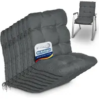 Beautissu Flair NL Set van 8 Tuinkussen Lage Rug Antraciet 100x50 cm Zitkussen Matraskussen voor Tuin Meubelen