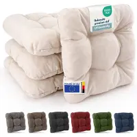 Beautissu HighLux SK – Set van 4 Premium Stoelkussen 40x40 cm Natuur – Robuust Zitkussen UV-bestendig – 8 cm Dik – Indoor & Outdoor – Tuinkussen Balkon