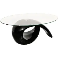 vidaXL Salontafel met ovaal glazen tafelblad hoogglans zwart