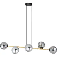 Emibig Hanglamp voor boven de tafel, , 6xE14, 10W, GRAVITY, 6-lichts, zwart, goud, grafiet, modelnummer 1237/6
