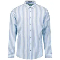 No-excess Overhemd Cotton Linen Stripes Blauw