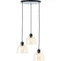 Brilliant 3 Lichts Hanglamp Casto Zwart Met Amber Glas