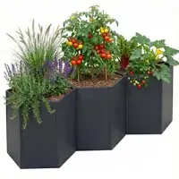 Mendler Set van 3 verhoogde plantenbakken -P64, metalen verhoogde plantenbakken voor groenten/planten, bloembakken, plantenkuipen, staal, 77 x 264 x 100 cm ~ antraciet