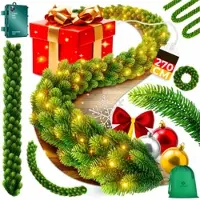 Kesser Kerstguirlande realistisch & vol – LED Guirlande sfeervolle kerstdecoratie voor binnen en buiten