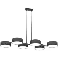 Emibig Hanglamp DRUMZ, zwart, 6x E14 fittingen, 15W per fitting, stoffen kap, afmetingen: 120x100x46 cm, IP20, merk: