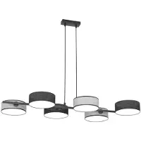 Emibig Hanglamp DRUMZ, zwart-grijs, 6x E14, 15W, stoffen kap, afmetingen: 120x100x46 cm, IP20,