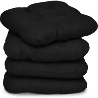 Beautissu Lisa - Zitkussen Set voor Eetkamer en Tuin - Set van 4 - 40x40x8 cm - Zwart - Dikke comfortabele vulling