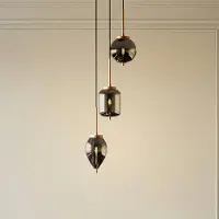 LUCANDE Hanglampe , Elani, dimbare, Zwart, Woonkamer, Glas, Modern