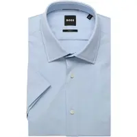 HUGO BOSS Slim Fit Overhemd Korte mouw lichtblauw
