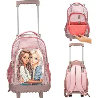 TOPModel - School Backpack Trolley - Rosé with Grey Polka Dots