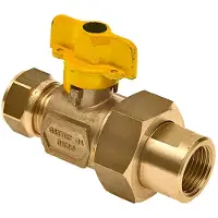 Bonfix Knel messing gaskogelkraan 22 mm x kopp. 1/2" bi.dr.