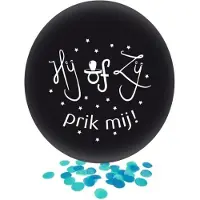 Partyxplosion - Gender reveal ballon BLAUW - Hij of Zij - Prik mij - 60cm