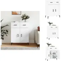 vidaXL Dressoir - Dressoirs - Kast - Wandkast - Dressoir 69,5x34x90 cm bewerkt hout hoogglans wit