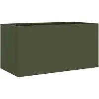 vidaXL Plantenbak 62x30x29 cm staal olijfgroen