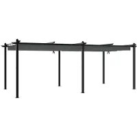 vidaXL Tuinpaviljoen met uitschuifbaar dak, antraciet, 3x6 meter, aluminium