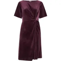 We fashion - Dames midi velvet jurk met glittergaren - Curve - Aubergine - Plus Size Maat: 46