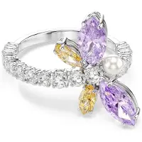 Swarovski Ring geel / lila / zilver / transparant
