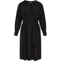 We fashion - Dames jersey jurk met ceintuur - Curve - Regular fit - Zwart - Viscose - Plus Size Maat: 52
