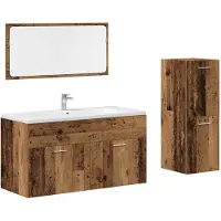 vidaXL 3-delige Badkamermeubelset bewerkt hout oud houtkleurig