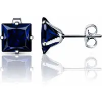 LGT JWLS Classic Stud Oorbellen Vierkant - Blauw Zilver-8mm