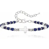 LGT JWLS Stalen Kralenarmband Kruis Lapis Lazuli