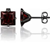 LGT JWLS Classic Stud Oorbellen Vierkant - Rood Zwart-8mm