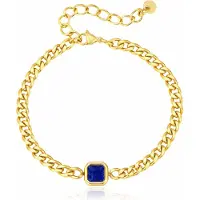Mendes Stalen Schakelarmband Goudkleurig Lapis Lazuli
