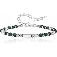 LGT JWLS Stalen Kralenarmband Groen Met Balkje