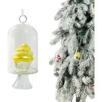 Inspiruj - Kerstbal - Gele Cupcake in Glas - 14 cm