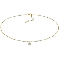 Elli - Halsketting - Dames choker eenzam hanger basis met zirkonia in 925 sterling zilver - Dames