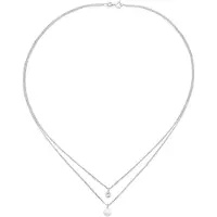 Elli - Halsketting - Dames laagje plaatje basis met kristal in 925 sterling zilver - Dames