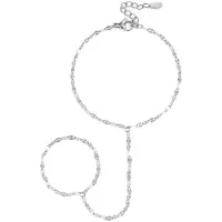 Yehwang Hand chain met chunky ketting - zilveren kleur
