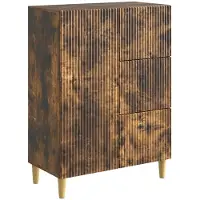vidaXL Dressoir met lade Gerookt eiken 66 x 34,5 x 90 cm Bewerkt hout